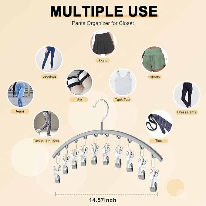 Legging Organizer for Closet, Metal Yoga Pants Hanger w/Rubber Coated 2 Pack