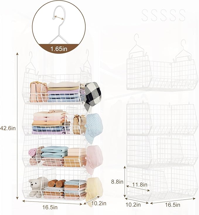 4 Tier Extra Large Hanging Closet Organizer, Closet Organizer Hanging