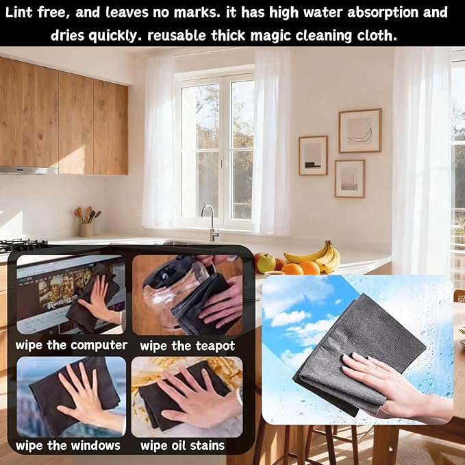 10PCS Thickened Magic Cleaning Cloth, Absorbent Magic Cleaning Glass Cloth