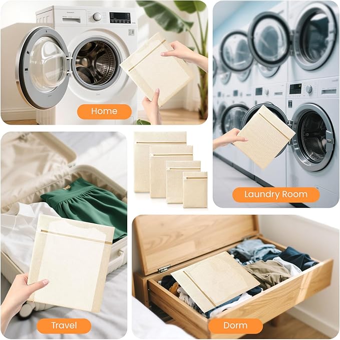 4Pcs Cotton Mesh Laundry Bags for Delicates, Breathable Mesh Garment Bag for