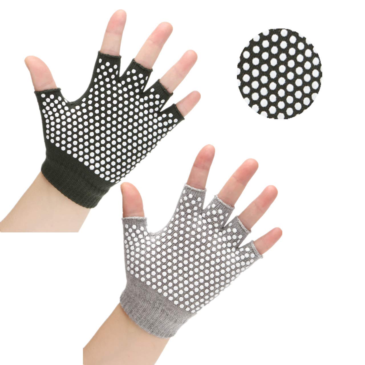 YL TRD V 2 Packs of Non Slip Fingerless Yoga Gloves Exercise Gloves Workout Gloves