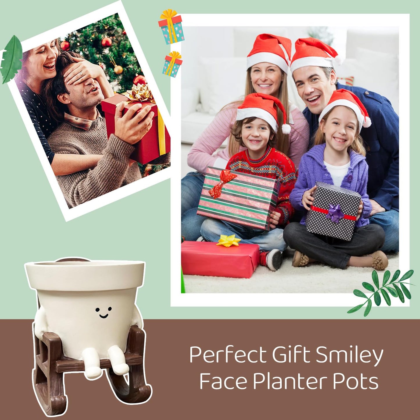 Jxcnkiy Smily Face Planter Pot, Cute Rocking Chair Plants Pots, Funny Face Planter Pots Head, Indoor and Outdoor Succulent Pot with Drainage Hole, Gifts for Mother, Women, Appreciation, Christmas