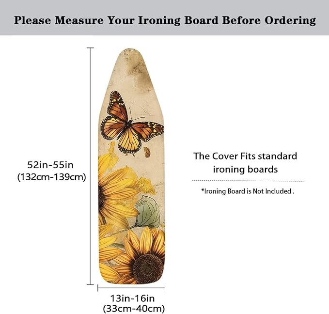 Sunflower Butterfly Easy Installation 15x54 Ironing Board Cover and Pad and