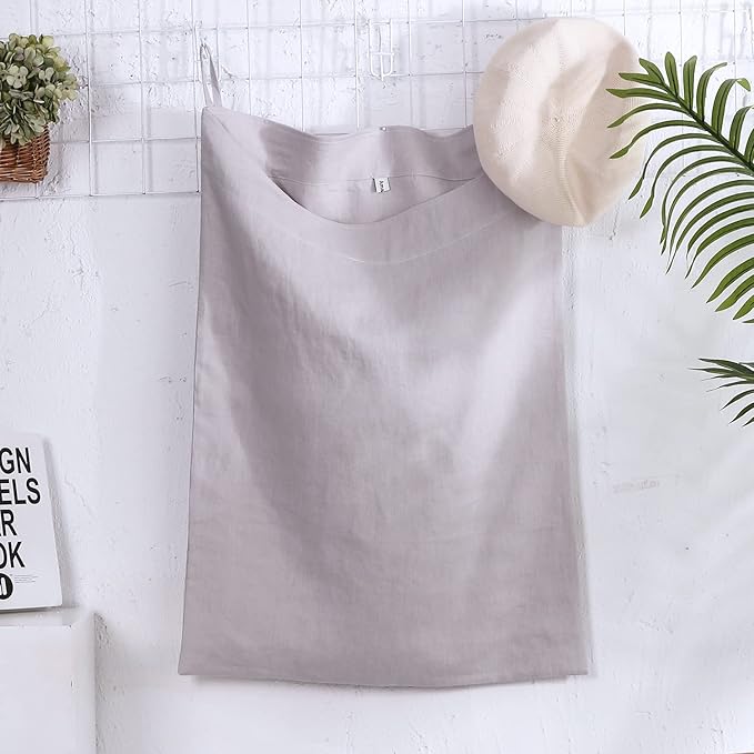 Amazhiyu Pure Linen Over The Door Laundry Hanging Hamper Bag