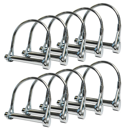 10 Pack, NRJSSCC Trailer Coupler Pin and Locking Pin, 2-1/8"x1/4" Trailer Hitch Pin, Heavy Duty Shaft Locking and Wire Lock Pins, Hardware Pins for Farm Trailers, Towing, Lawn Garden, Carbon Steel