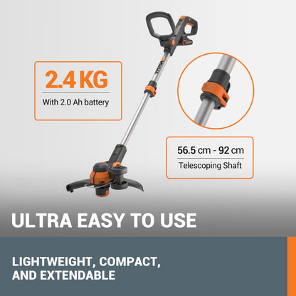 WORX WG163E 18V (20V MAX) Cordless Grass Trimmer With Command Feed And 2 Batteries Strimmer Line Strimmers Edge Cutter Black
