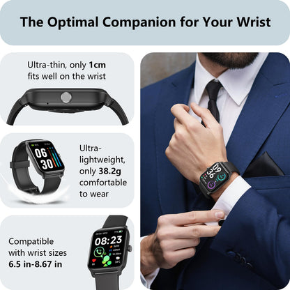 Smart Watch for Men Women, Answer/Make Calls, Alexa Built-in, [1.8"HD Screen] Smart Watches for iPhone/Samsung/Android, Fitness Watch with Heart Rate Sleep SpO2 Monitor,IP68 Waterproof, 100+ Sports