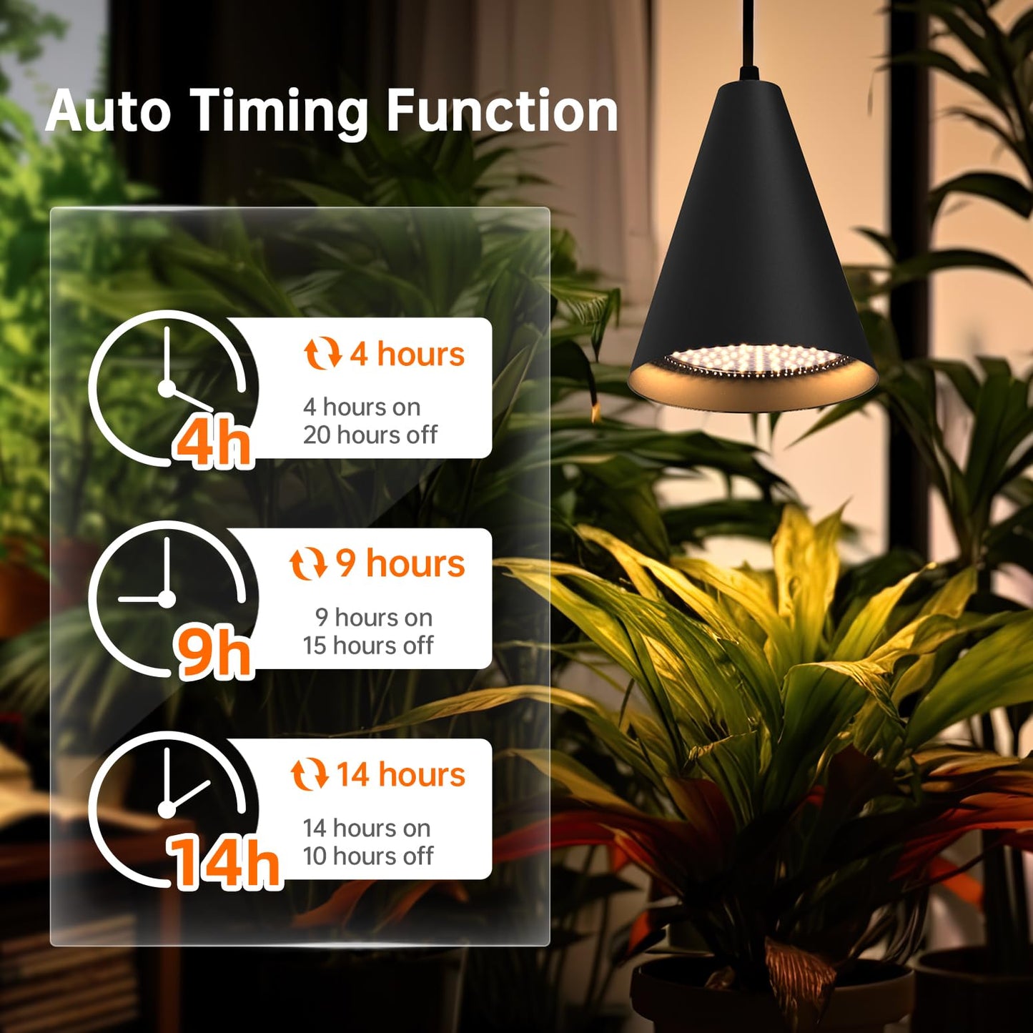 Bstrip Hanging Grow Lights for Indoor Plants, 25W Full Spectrum Hanging Plant Light with Timer &16.4FT Power Cord, 3000K Black Pendant Grow Light for Indoor Plant,Tall Plant Garden, Flowers,Greenhouse