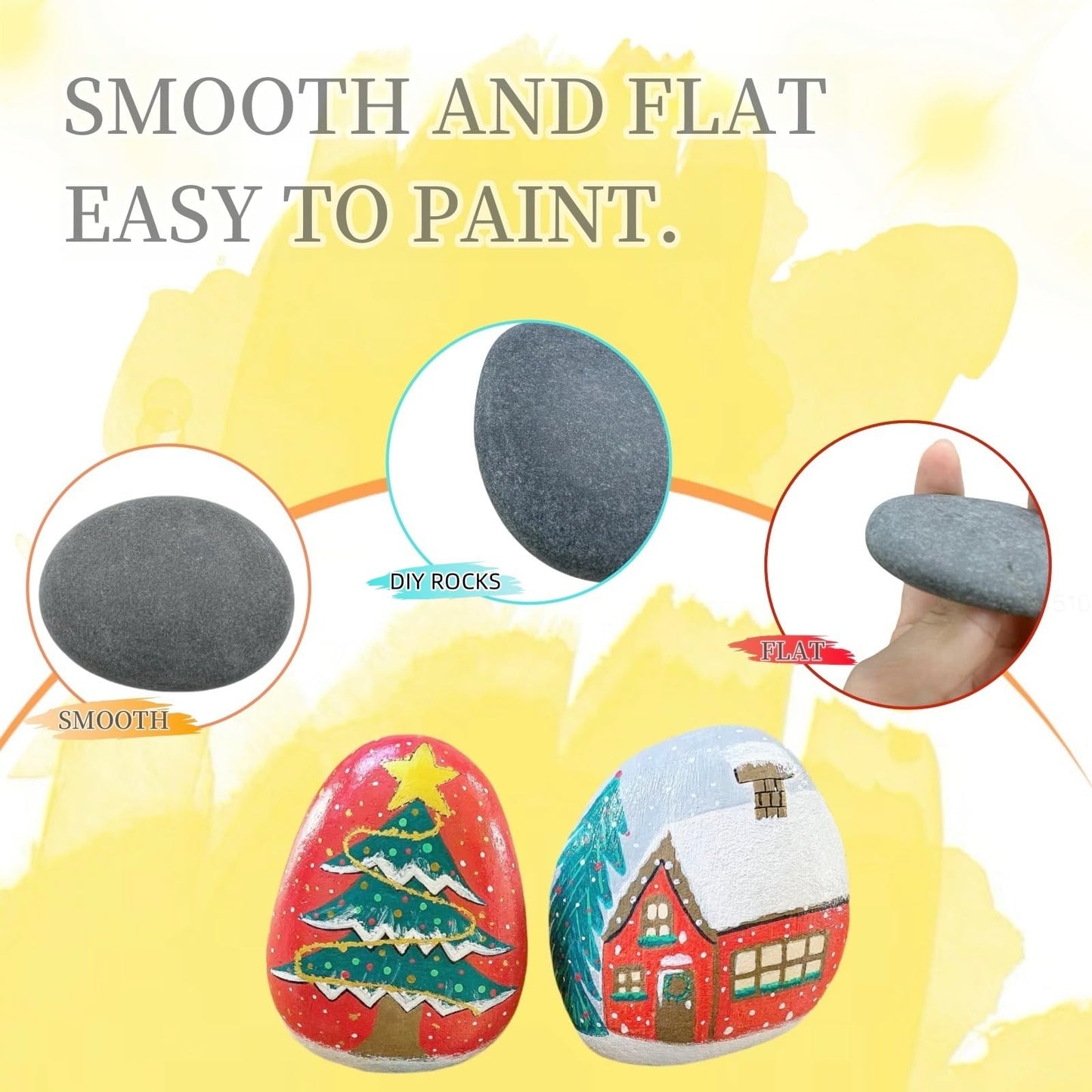 CYLHCM 35 PCS Rocks for Painting, 1.2"-2.0" Flat DIY Painting Rocks, Smooth Rocks for Crafts, Arts,Decoration, Kindness Rocks Hand Picked for Painting