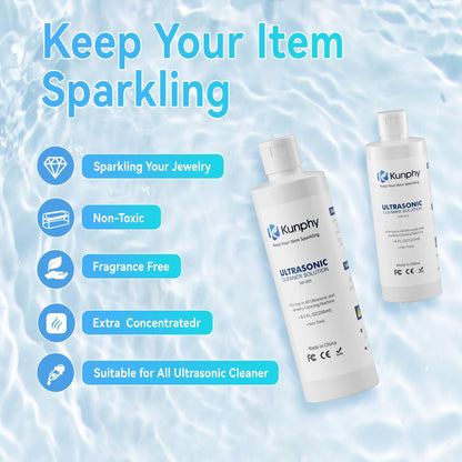 Kunphy Ultrasonic Jewellery Cleaner, Professional Ultrasonic Cleaner Fluid for Use in All Ultrasonic Cleaner Machines, Cleaning Agent Suitable for Cleaning Jewellery, Glasses etc, 120ML