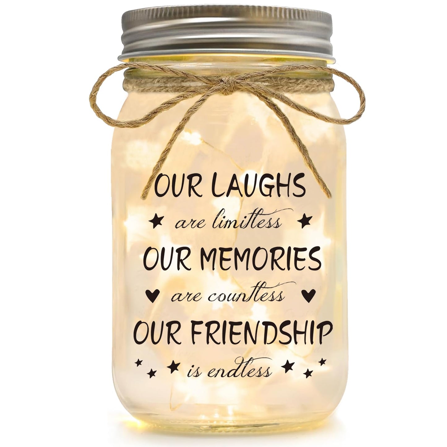 Luckyyds Friendship Gifts for Women Best Friend Birthday Christmas Gift - Mothers Day Gifts for Friends, Mason Jar Night Lights, Heartfelt Home Decor Gift