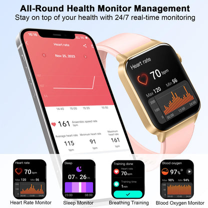 Smart Watch for Men Women(Answer/Make Call), 1.85" Smartwatch 113 Sports Modes Fitness Tracker with Heart Rate Sleep Blood Oxygen Monitor Pedometer, IP68 Waterproof Fitness Watch for Android iOS[2024]