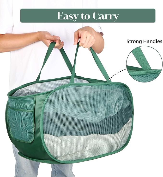Sturdy Mesh Pop Up Laundry Hamper, Collapsible Laundry Baskets