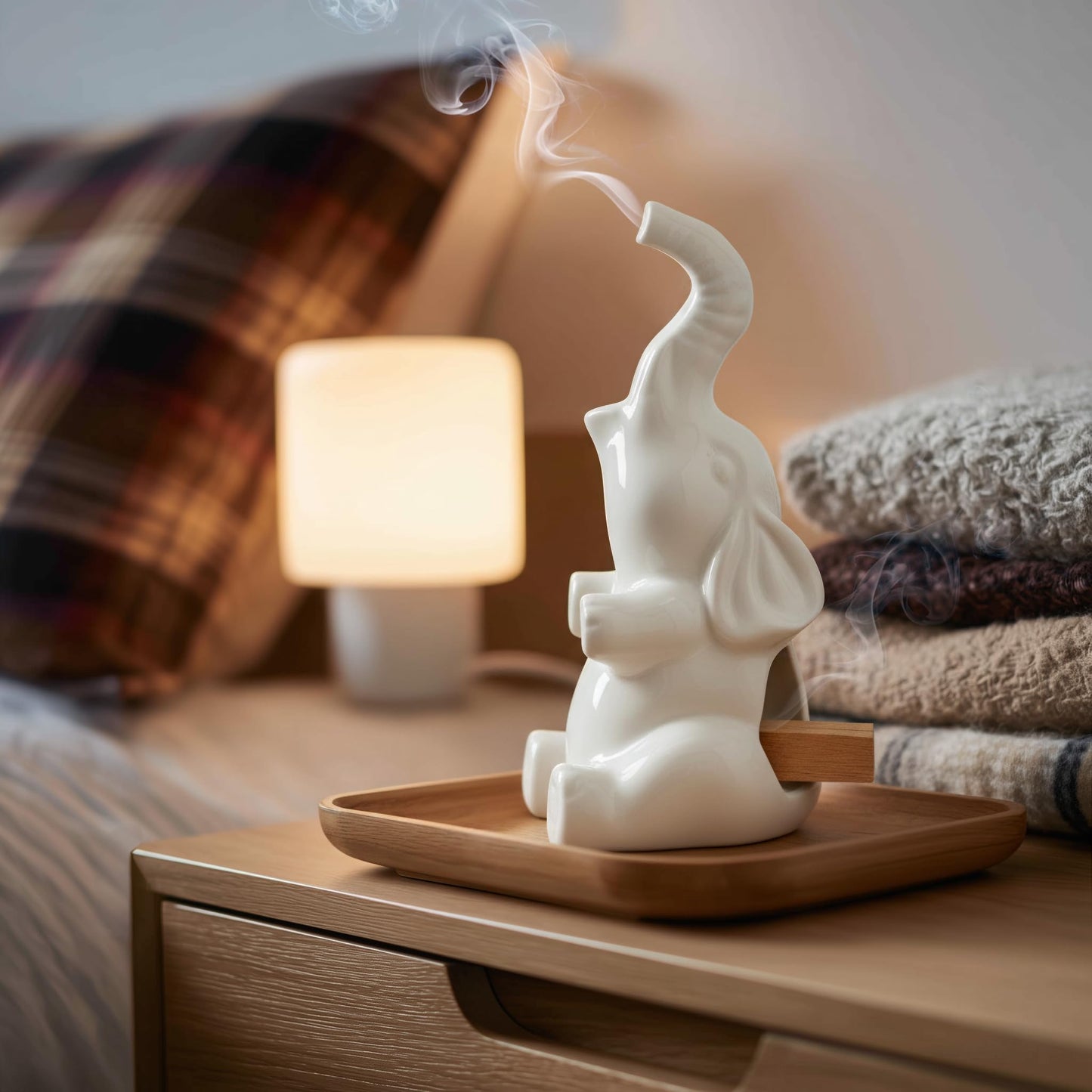 Potiera Small Cute Elephant Incense Holder, Handmade Ceramic Palo Santo and Cone Incense Burner for Meditation Home Decor, Mother's Day Elephant Gifts for Women, Christmas Birthday Gift for Mom Dad
