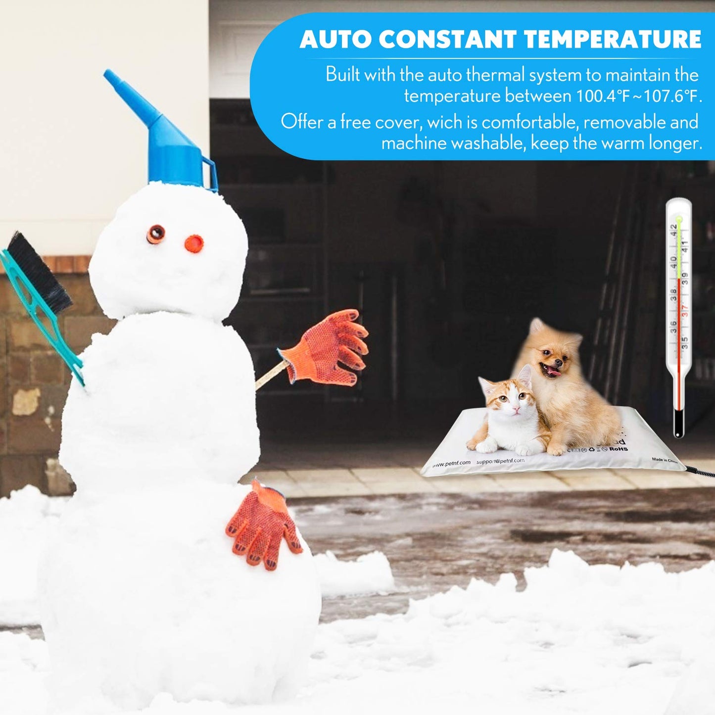 PETNF Outdoor Pet Heating Pads for Dog,Soft Electric Blanket Auto Temperature Control,Heated Mat for Dog House,Whelping Supply for Pregnant New Born Stray Feral Cat Puppy,Safe