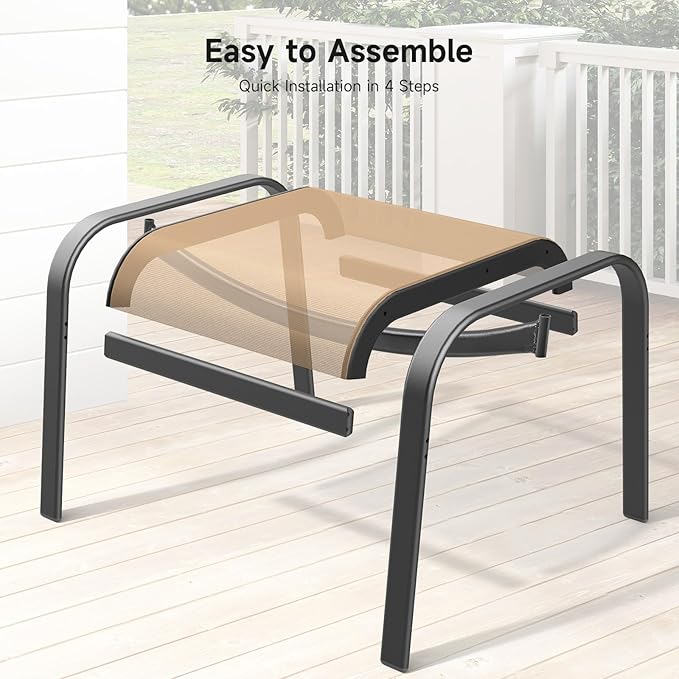 ONBRILL Outdoor Ottoman Set of 2, All Weather Outdoor Foot Stool