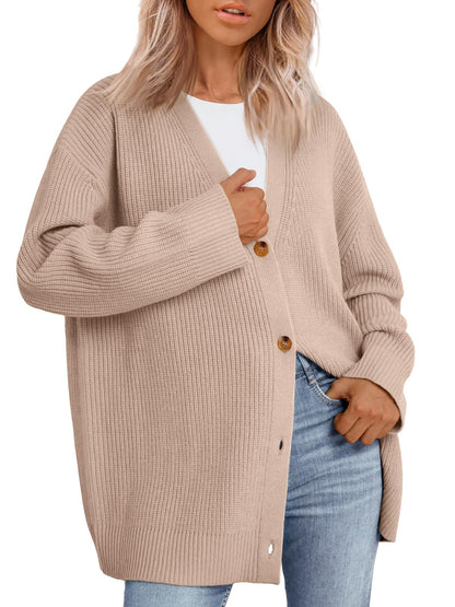 LILLUSORY Women Oversized Cardigan Sweater 2025 Fall Outfits Cloth Fashion V Neck Knit Button Front Casual Trendy Tops