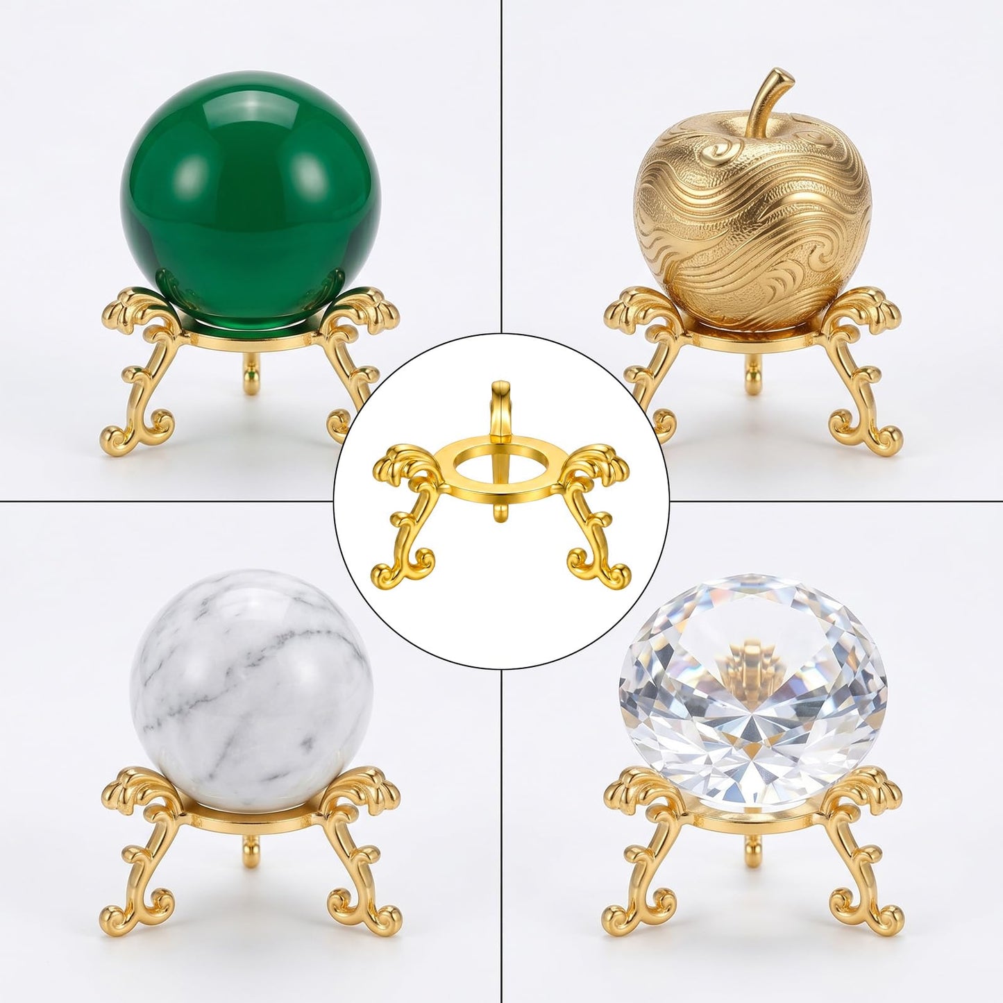 20pcs Gold Crystal Ball Stand Sphere Holder for 40mm-80mm Crystal Balls Sphere Display Holder Easter Egg Display Stand for Home Office Party Decor DIY Art Craft Displaying CrystalsGlass Natural Stone