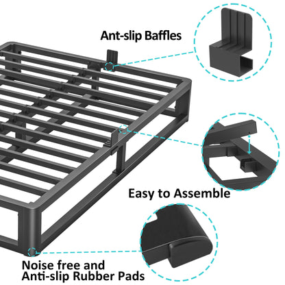 Firpeesy Upgrade Anti Bending and Round Corner Legs 10 inch Metal King Bed Frame 3500 LBS Heavy Steel Slats Support Platform Bed Frames No Box Spring Needed Platform Noise Free Easy Assembly