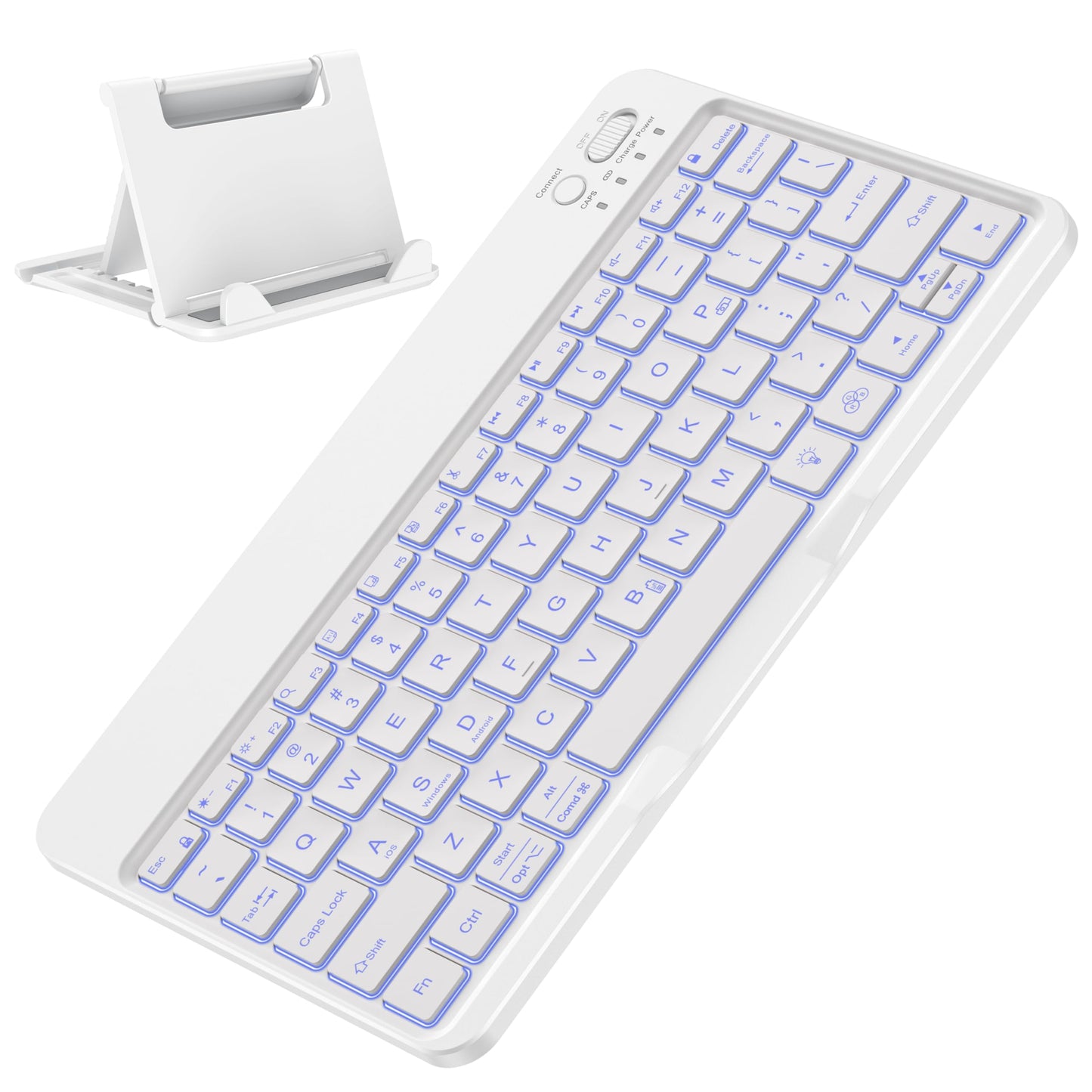 OMOTON Bluetooth Keyboard for Tablet/Android/Windows/iOS, with 7 Colors Backlight Rechargeable Wireless Mini Keyboard for Galaxy Tab A9+/A9+ Plus/S9/S9 Plus/S9 FE, Black