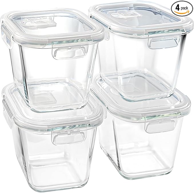 Soup Containers with Lids Glass 32 oz, 4 Cup Borosilicate Glass Food Storage