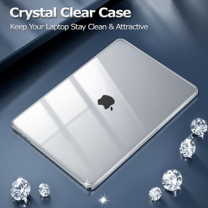 MOSISO Compatible with MacBook Pro 13 inch Case M2 M1 2025 2024-2016 A2338 A2289 A2251 A2159 A1989 A1706 A1708, Plastic Hard Shell Cover &Keyboard Skin&Screen Film&Pouch, Crystal Clear