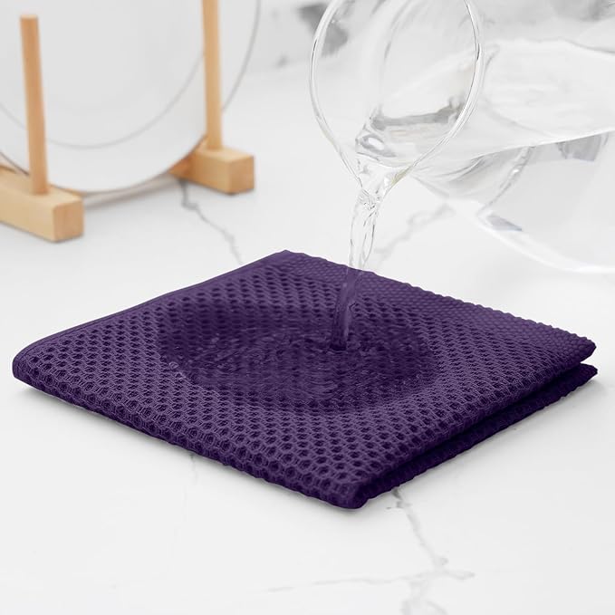 Kitinjoy 100% Cotton Kitchen Dish Cloths, 6 Pack Waffle Weave Ultra Soft