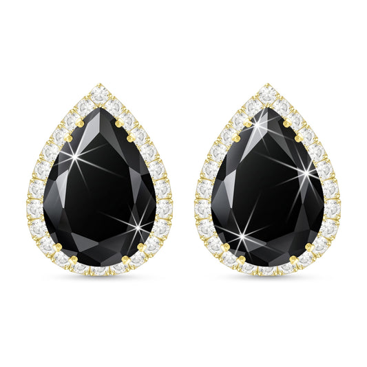 Linawe Black Earrings for Women, Gold Stud Earrings, Imitation Diamond Cubic Zirconia Teardrop Rhinestone Crystal Earrings Studs, Statement Unique Dainty Costume Jewelry Vintage