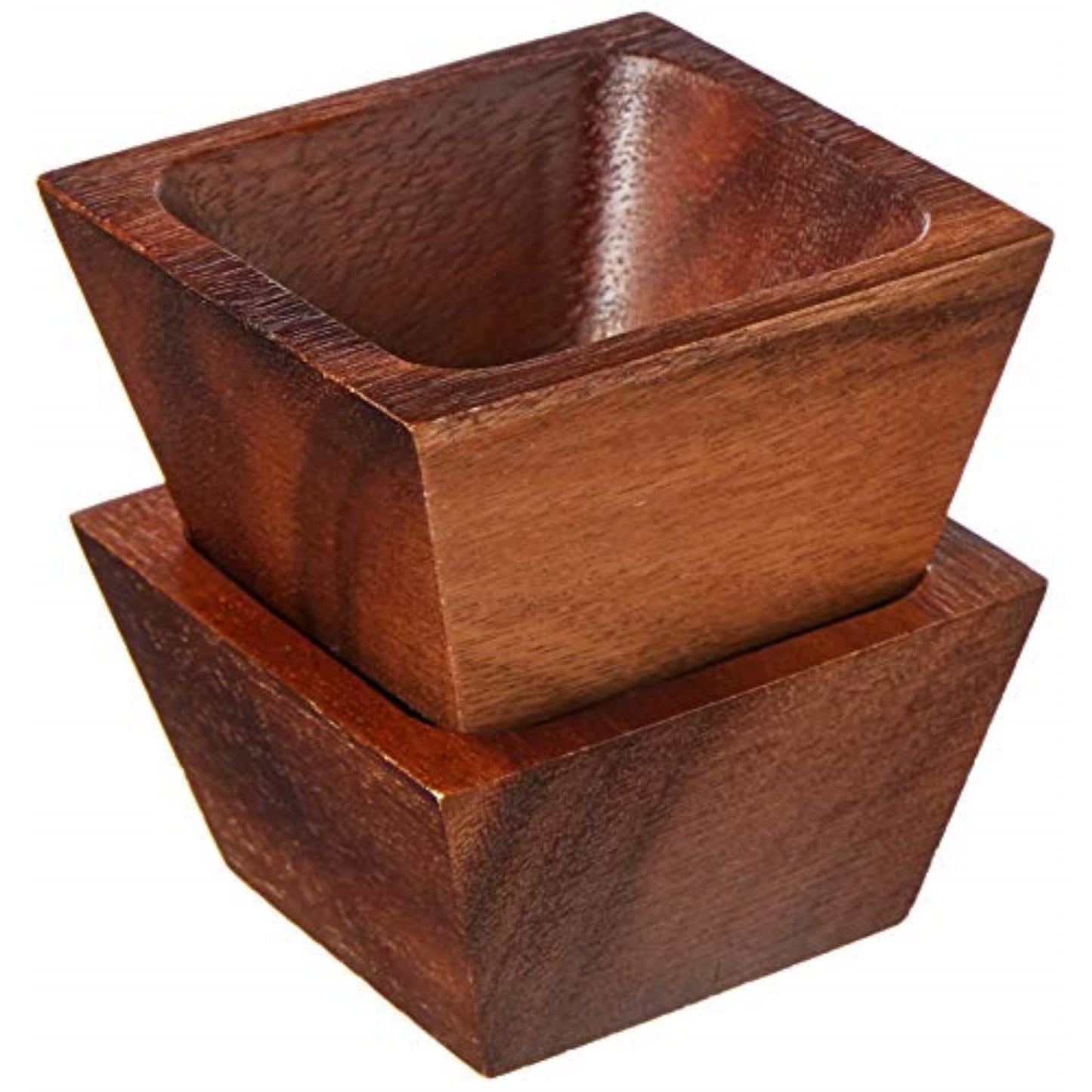 Lipper International Acacia Wood Small Square Bowls | For Condiments | Hand Wash Only | Brown | Set of 2