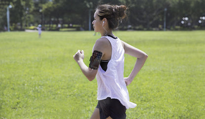 BONE Run Tie, Running Armband Phone Holder, Skin-Friendly & Washable Silicone Sport Armband, Universal Workout Phone Carrier Compatible with 4"-6.7" Smartphones (Black - Size L/Arm Size 9.8-15.7")