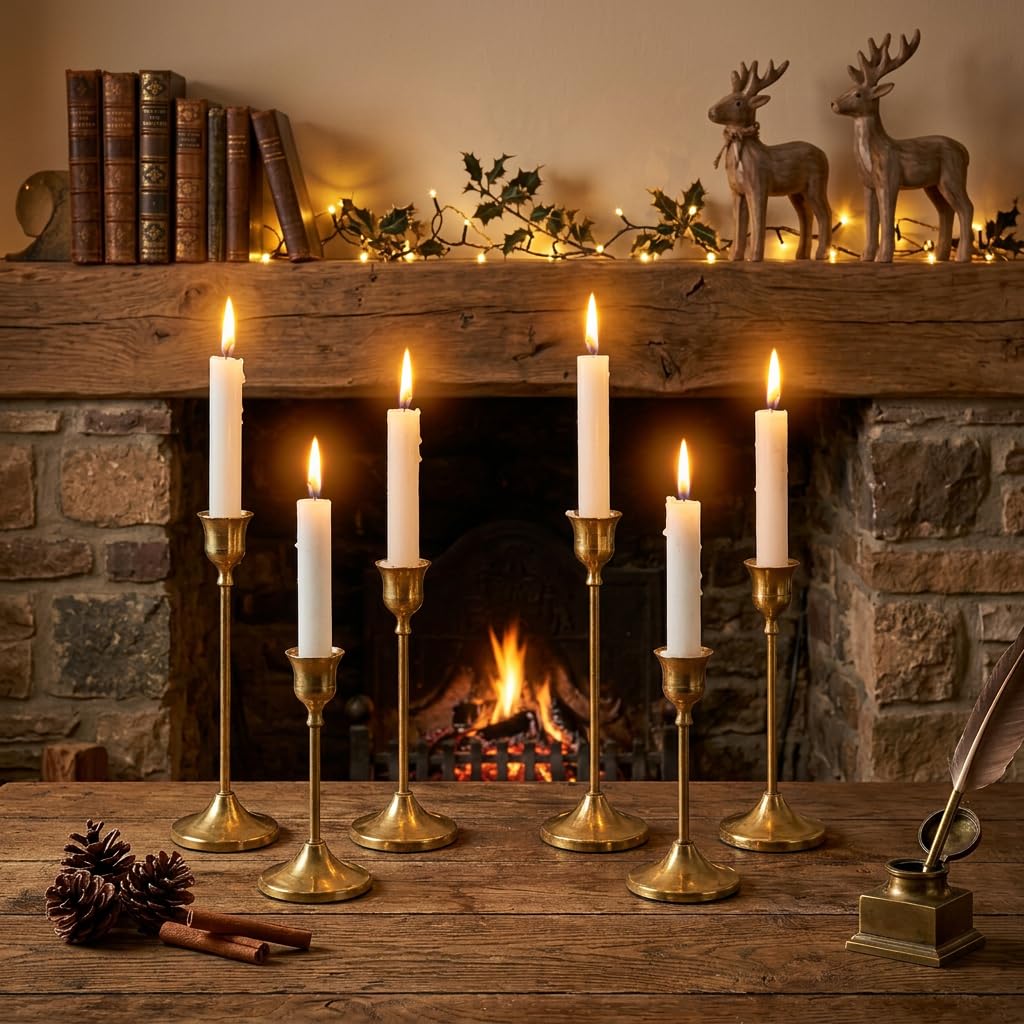 Gold Candle Holders for Taper Candles, 12 Pcs Metal Candlestick Holders, Heavy Base Rustproof Candelabra for Wedding Centerpieces Dining Table Fireplace Christmas Home Decor (Gold)
