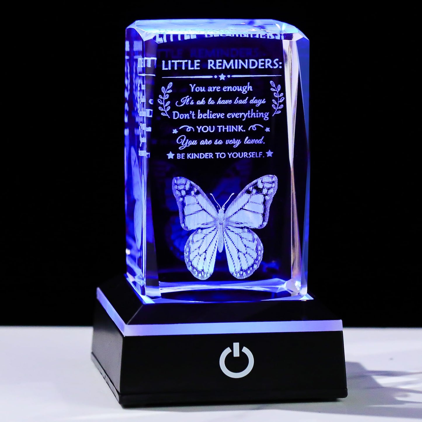 Movdyka Inspirational Gifts 3D Crystal Decor with LED Light Base - Laser Engraved You are Enough, Home/Desk/Room Decor for Teen Girls, Thoughtful Holiday/Thanksgiving/Graduation Gifts for Women Men