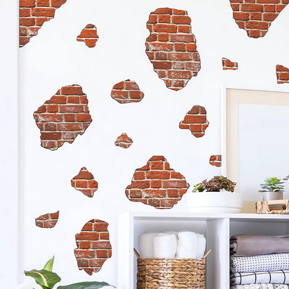 Retro Brickyard Faux Brick Wall Stickers, sacinora Brick Breakaway DIY Art Wall Decals Removable Vinyl Peel and Stick for Cafe Study Room Living Room Bedroom Home Decorations