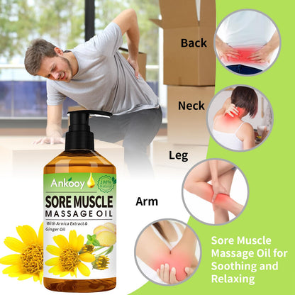 3 Pack Massage Oil for Massage Therapy,Sore Muscle Arnica Oil & Relaxing Lavender Oil & Ginger Oil Lymphatic Drainage & Massage Ball,Spa Massage Christmas Gifts for Men,Stocking Stuffers for Women