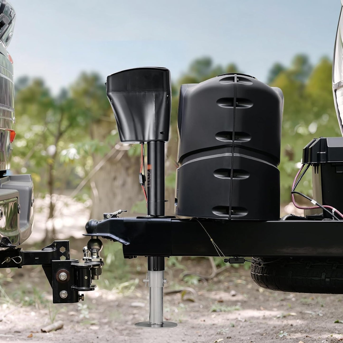 Electric Trailer Jack 7500 Lbs,Heavy Duty Electric Tongue Jack,10“-34“ Lift, 12V DC and LED Light, Power Tongue Jack Waterproof for RV, Boat, Horse & Utility Trailers