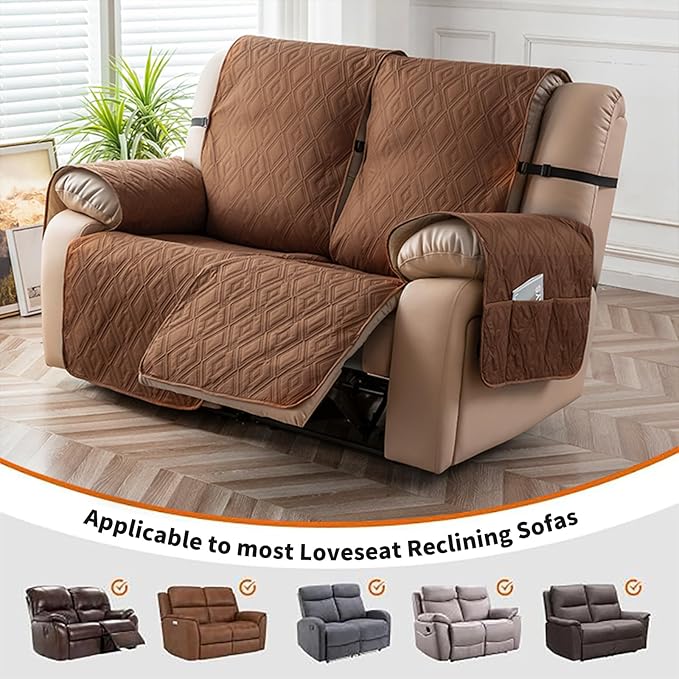 Genina Waterproof Loveseat Recliner Cover Non-Slip, Sofa Cover
