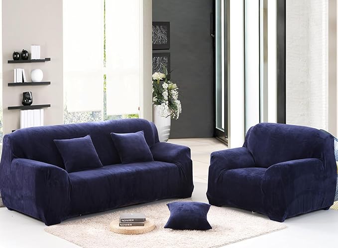 vctops 1-Piece Velvet Plush Stretch Loveseat Sofa Slipcover