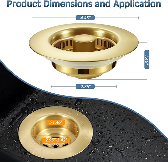 Kitchen Sink Drain Strainer 2 Pack, 304 Stainless Steel Pop Up Sink Stopper