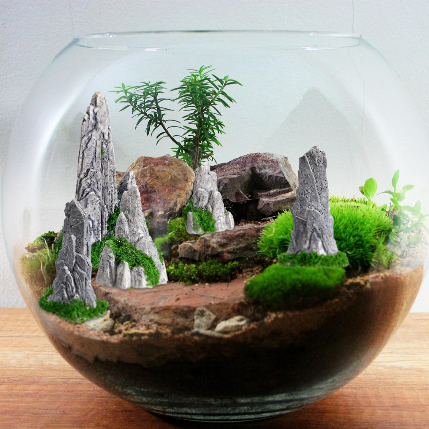 Gatuida 8Pcs Mini Rockery Decor Simulated Rockery Ornaments for Bonsai Micro Landscape Terrarium Decorations Zen Garden Accessories Pot Plant and Moss Display 3.03 X 1.77 X 1.18 in