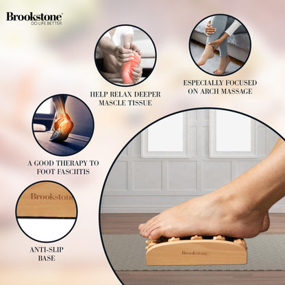 Brookstone Foot Roller Massager for Plantar Fasciitis Relief - Wooden Massage Roller for Foot Health - Stimulate Reflexes & Relieve Stress - Ideal Gift for Mom, Dad, Elderly