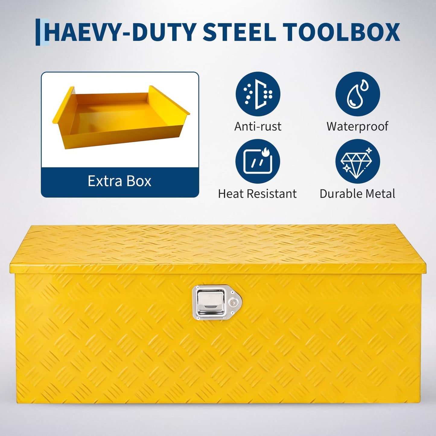 Heavy Duty Aluminum Truck Bed Tool Box 30'', Professional-Grade Storage Chest with Secure Lock, Gas Strut Lid, and Small Parts Organizer, Durable Heavy Duty Alu Tool Box for Pickup, RV, Trailer