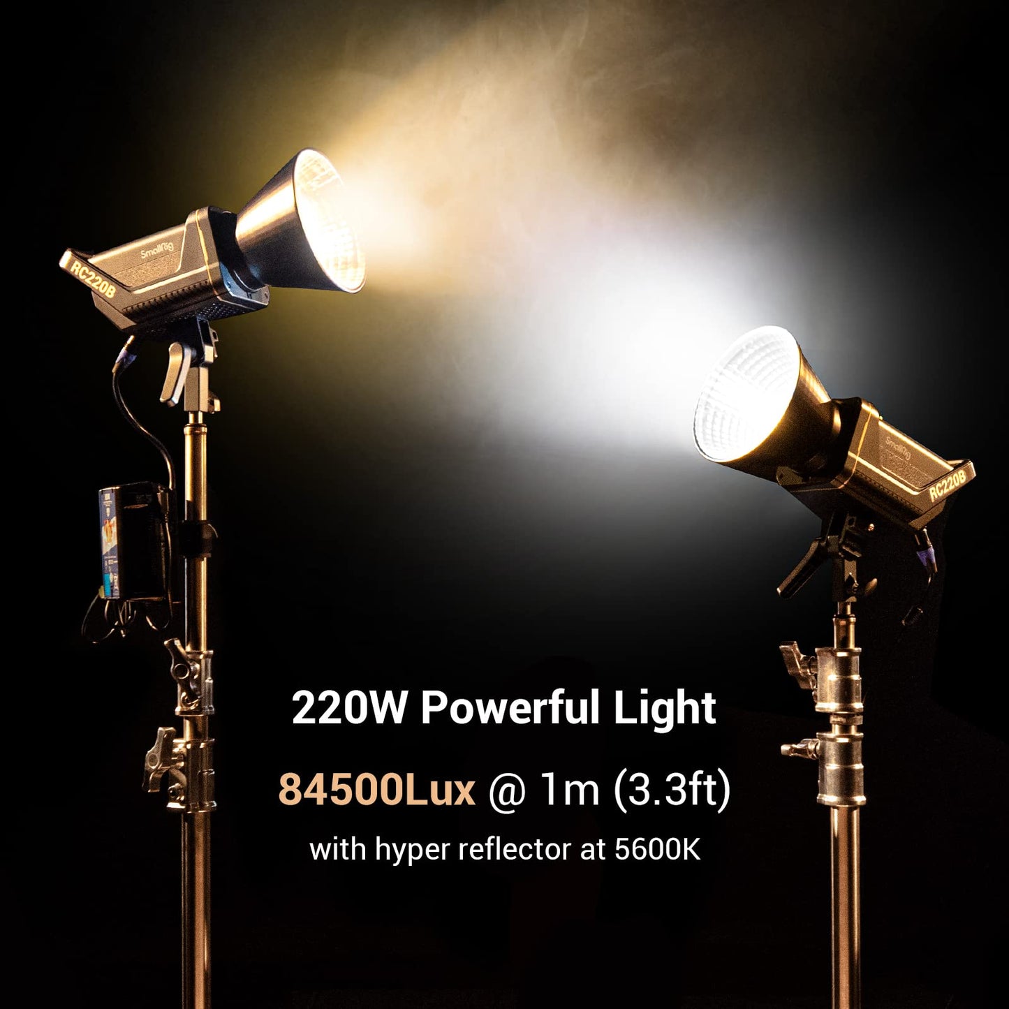 SmallRig RC 220B 220W Bi-Color LED Video Light 2700K-6500K 84500 Lux@3.3ft Continuous Lighting CRI 95+ TLCI 96+ w/Bowens Mount, Manual and App Control Remotely Professional Studio Spotlight