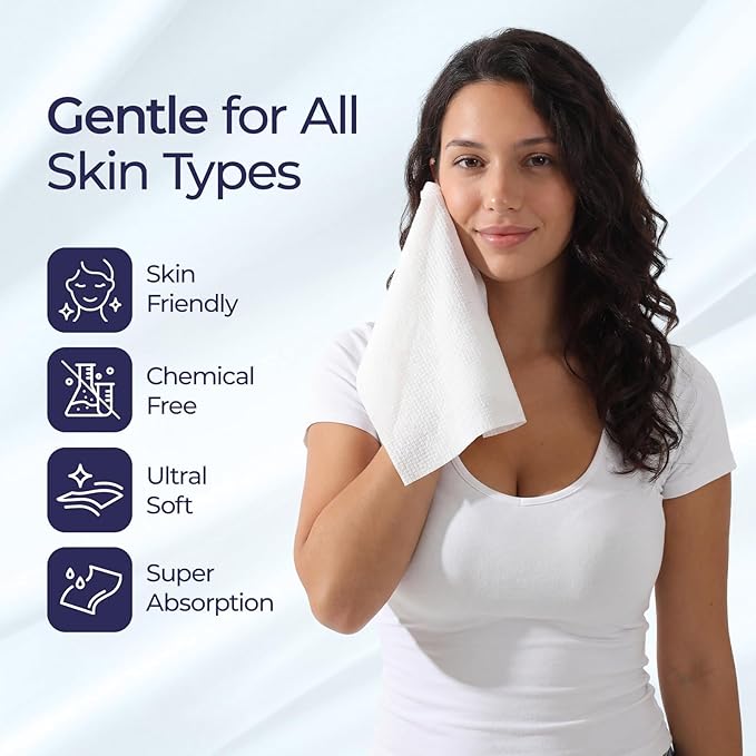 ECOLOOK Disposable Face Towel XL-60 Count Upgraded Thick Facial Towels