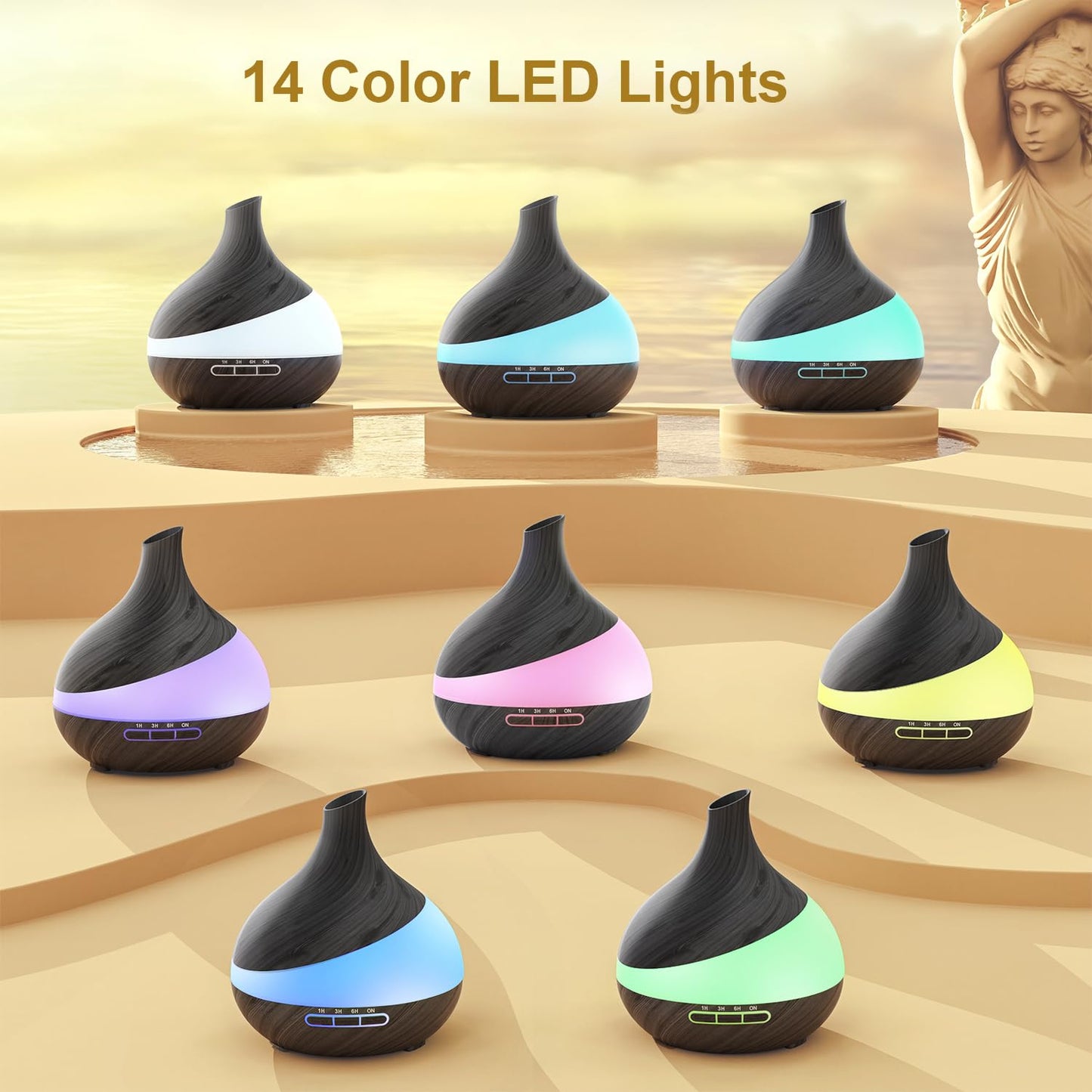 TDZXQQ Essential Oil Diffuser for Women, 𝟓𝟎𝟎𝐦𝐥 Aromatherapy Diffuser:𝟏𝟒-𝐂𝐨𝐥𝐨𝐫 LED, Dual Mist 30/60ml/h, Remote Control, Auto Shut-Off, Hotel Spa Bedroom