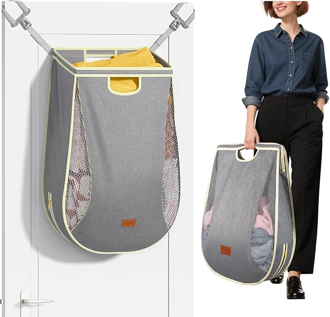 Ligereza Large Capacity Hanging Laundry Hamper Bag, Portable Over The Door