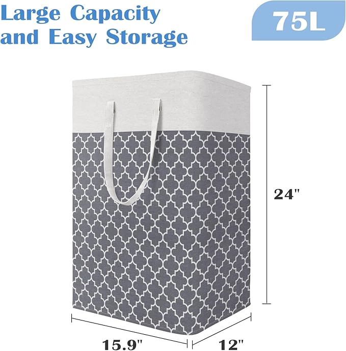 BlissTotes 3-Pack Laundry Basket, Freestanding＆Waterproof Laundry Hamper