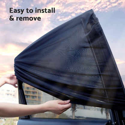 Car Side Window Sun Shade - 2 Pack Window Sunshades for Baby Kids Pet Dogs - Stretchable & Breathable Window Socks Blackout Car Blinds Sun Shield Block UV Rays & Privacy Protection