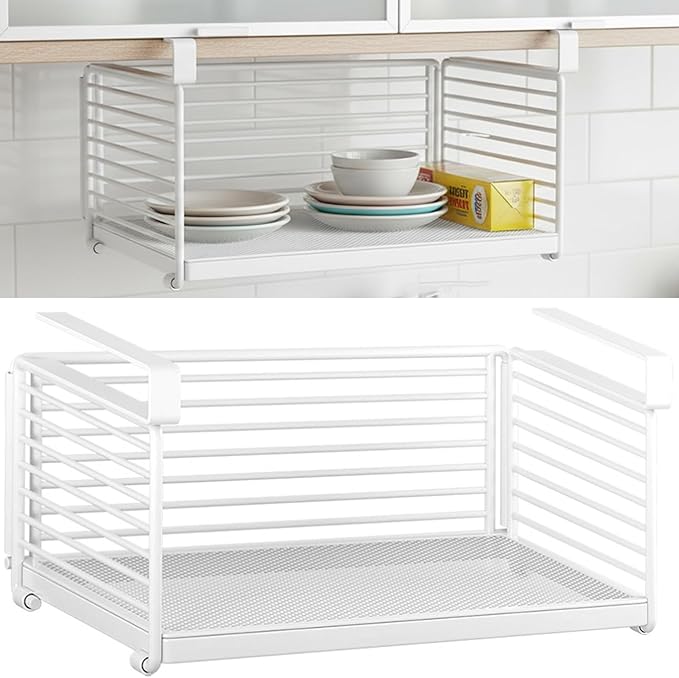 Under Shelf Storage Basket, Metal Wire Slide -in Under Cabinet Organizer