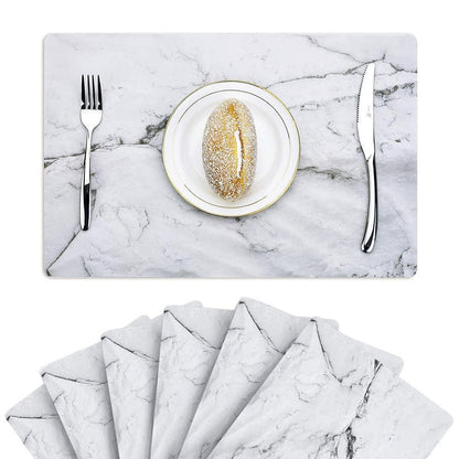 Menghao 6 PCS Waterproof Placemats Environmental Materials Multiple Styles Easy Clean for Kids Educational Learning Kitchen Dinner Party((Marble)