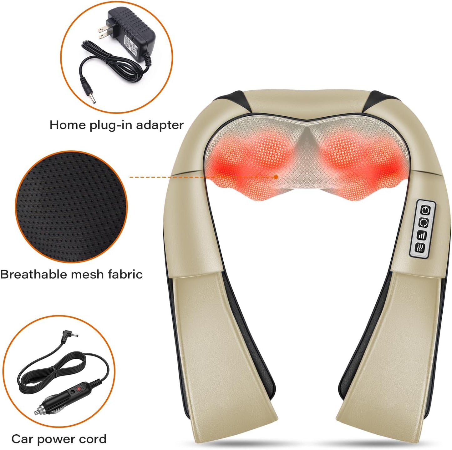 Neck Back Massager, Shiatsu Neck and Shoulder Massager with Heat, 3D Deep Tissue Kneading Massager Electric Massager for Shoulder, Back, Leg Muscle Pain Relief, Home & Office Use (Black)